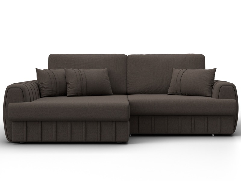 Диван угловой Лига-057 НПБ угол левый, Рогожка, Амур 05 коричневый