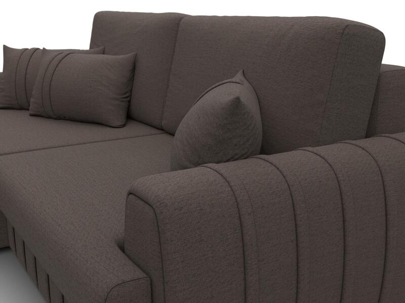 Диван угловой Лига-057 НПБ угол левый, Рогожка, Амур 05 коричневый