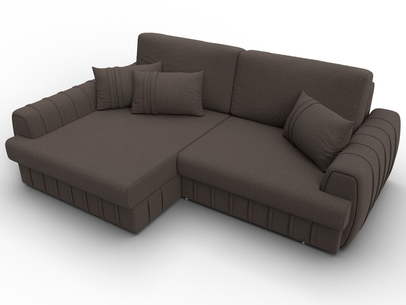 Диван угловой Лига-057 НПБ угол левый, Рогожка, Амур 05 коричневый