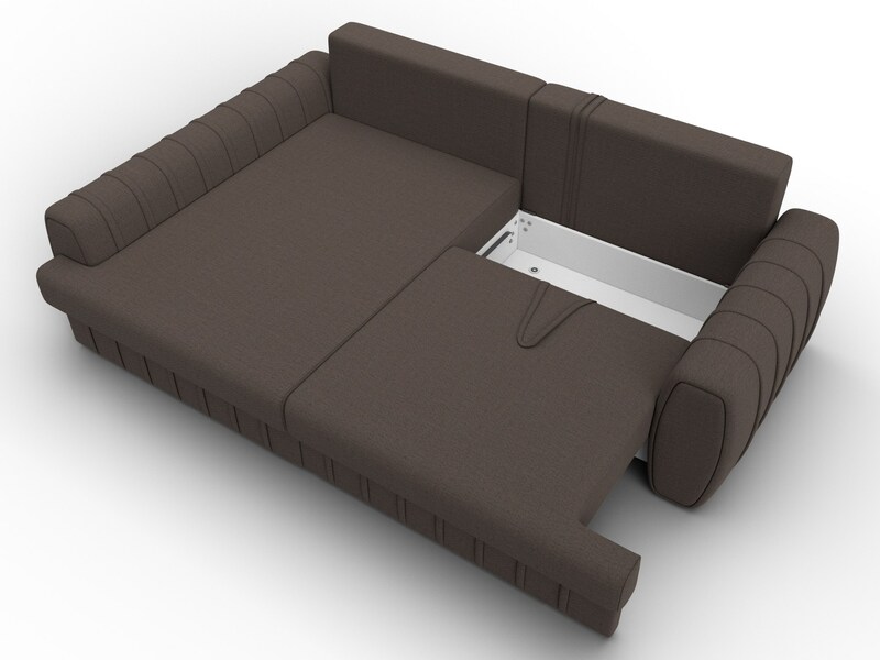 Диван угловой Лига-057 НПБ угол левый, Рогожка, Амур 05 коричневый