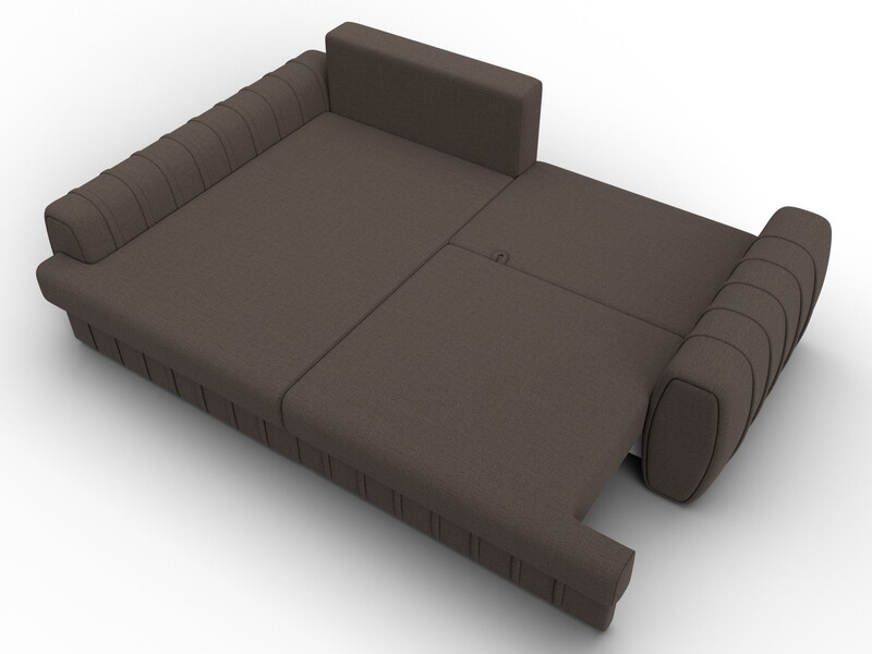 Диван угловой Лига-057 НПБ угол левый, Рогожка, Амур 05 коричневый