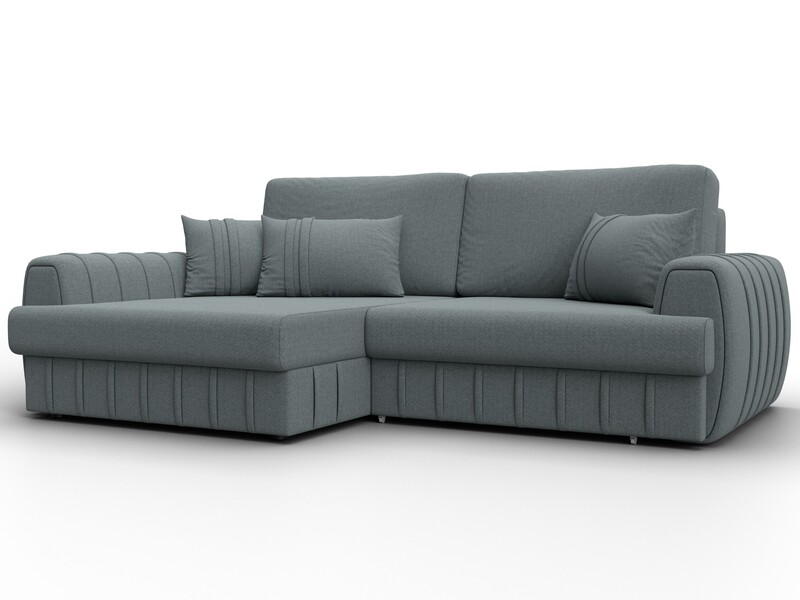 Диван угловой Лига-057 НПБ угол левый, Рогожка, Амур 07 серый