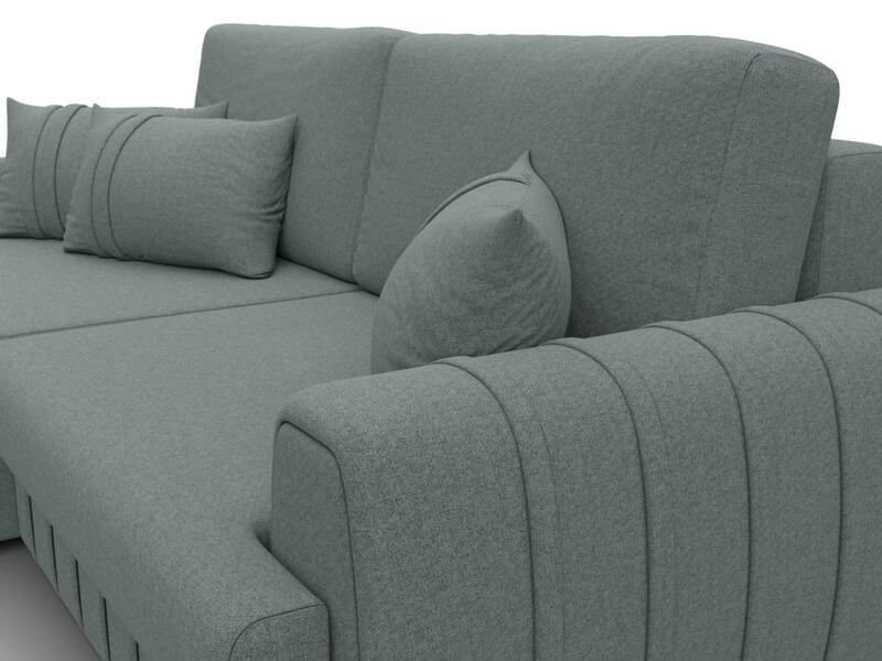 Диван угловой Лига-057 НПБ угол левый, Рогожка, Амур 07 серый