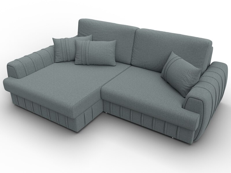 Диван угловой Лига-057 НПБ угол левый, Рогожка, Амур 07 серый