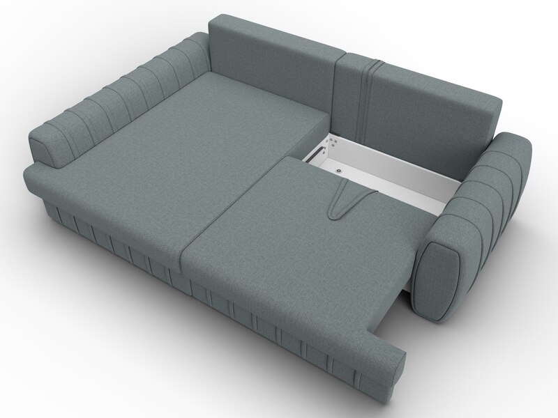 Диван угловой Лига-057 НПБ угол левый, Рогожка, Амур 07 серый