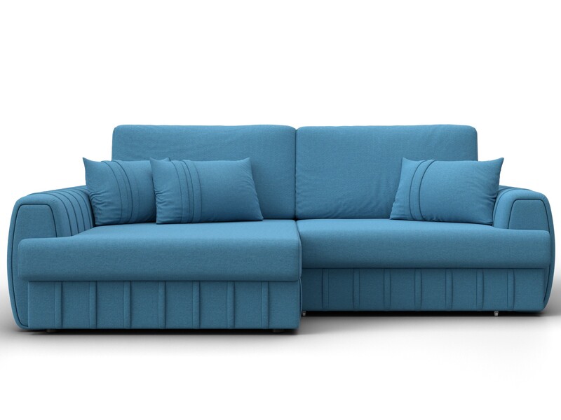 Диван угловой Лига-057 НПБ угол левый, Рогожка, Амур 10 голубой