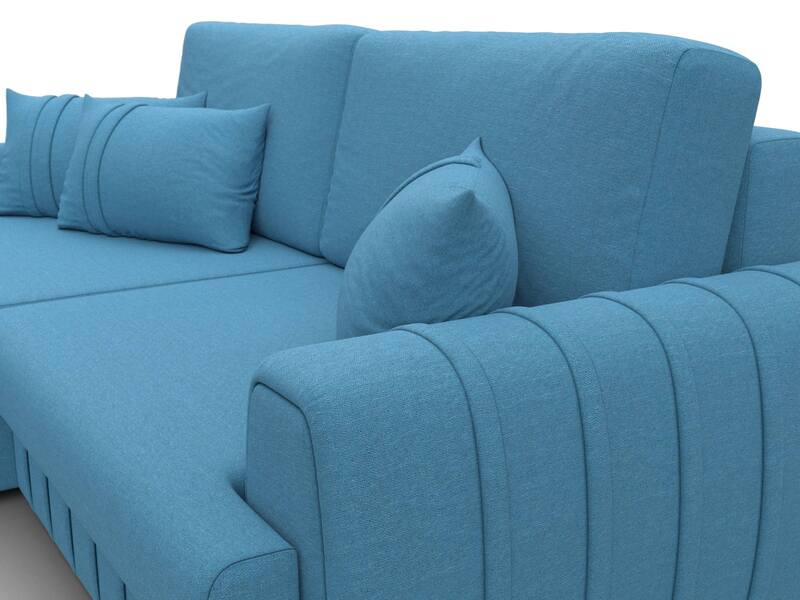 Диван угловой Лига-057 НПБ угол левый, Рогожка, Амур 10 голубой