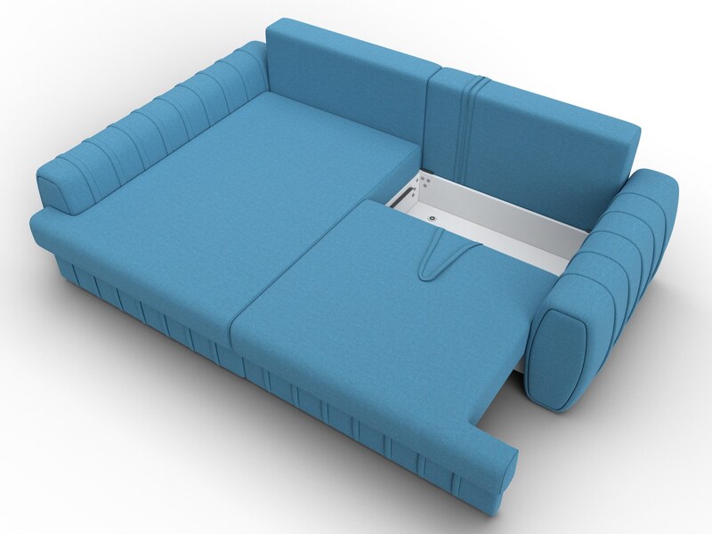 Диван угловой Лига-057 НПБ угол левый, Рогожка, Амур 10 голубой