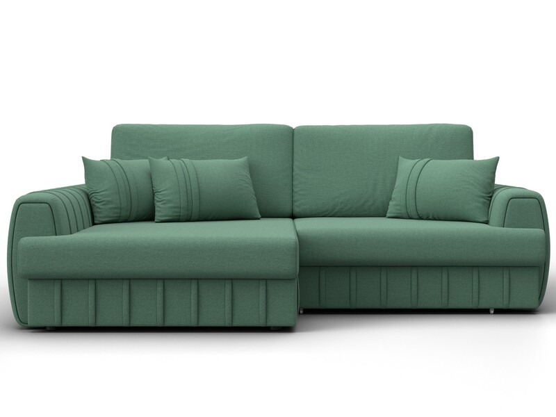 Диван угловой Лига-057 НПБ угол левый, Рогожка, Амур 11 зеленый