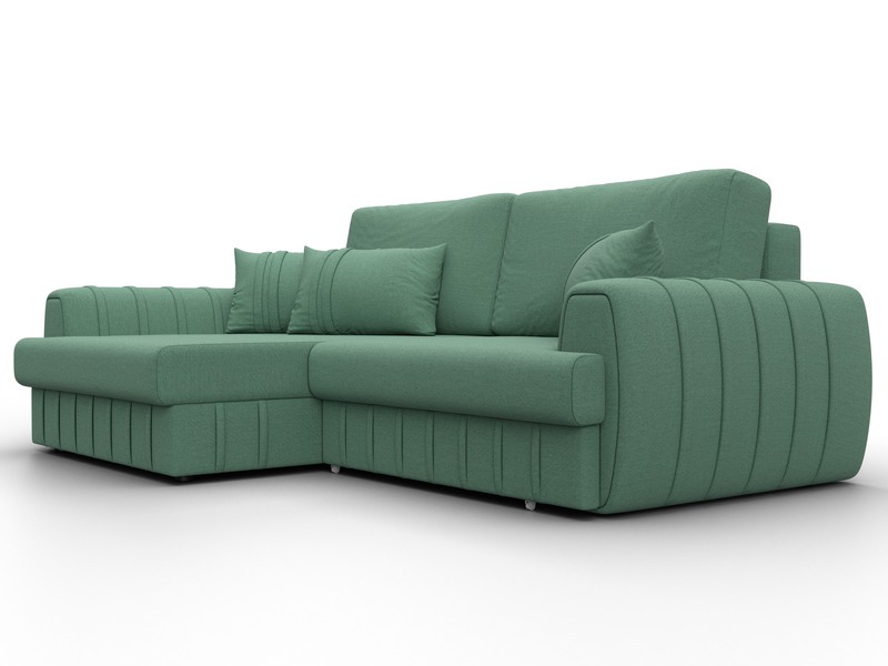 Диван угловой Лига-057 НПБ угол левый, Рогожка, Амур 11 зеленый