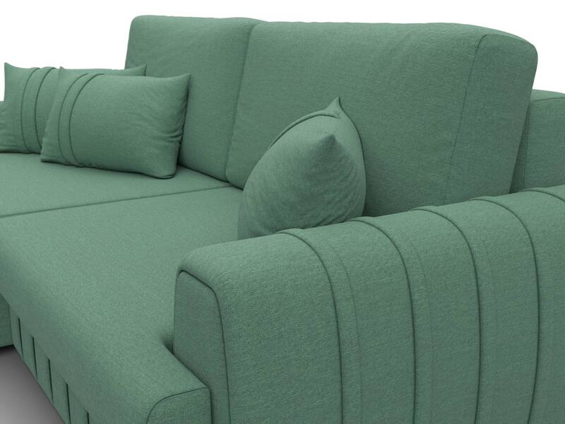 Диван угловой Лига-057 НПБ угол левый, Рогожка, Амур 11 зеленый