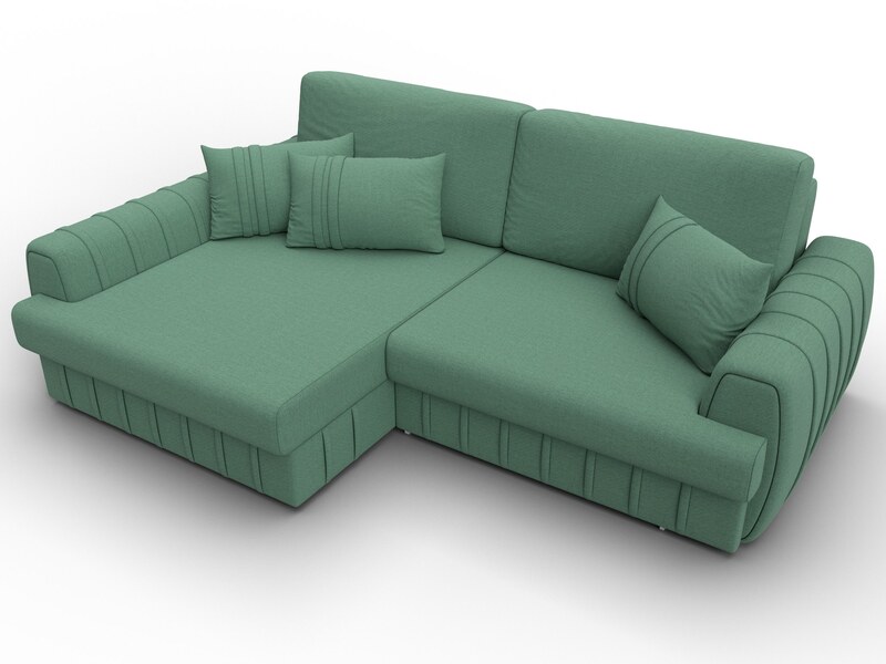 Диван угловой Лига-057 НПБ угол левый, Рогожка, Амур 11 зеленый