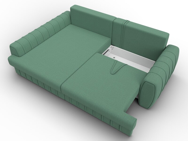 Диван угловой Лига-057 НПБ угол левый, Рогожка, Амур 11 зеленый