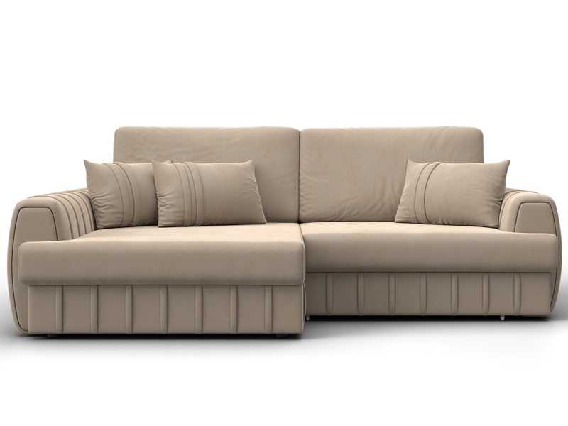 Диван угловой Лига-057 НПБ угол левый, Велюр, SEVEN 729 бежевый