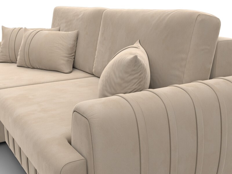 Диван угловой Лига-057 НПБ угол левый, Велюр, SEVEN 729 бежевый