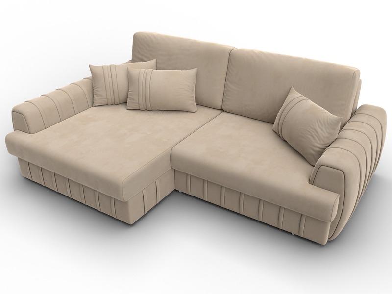 Диван угловой Лига-057 НПБ угол левый, Велюр, SEVEN 729 бежевый