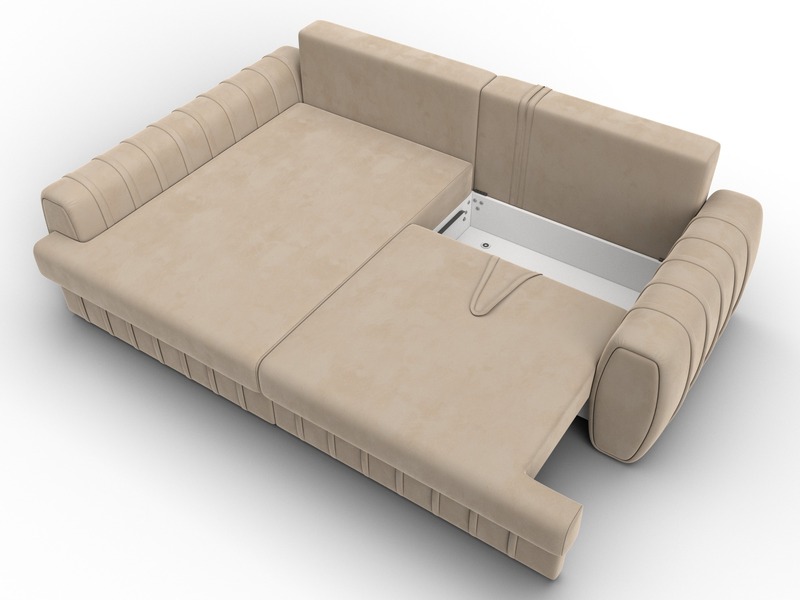 Диван угловой Лига-057 НПБ угол левый, Велюр, SEVEN 729 бежевый