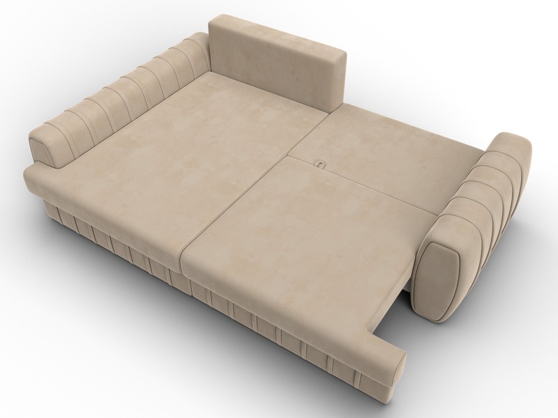 Диван угловой Лига-057 НПБ угол левый, Велюр, SEVEN 729 бежевый