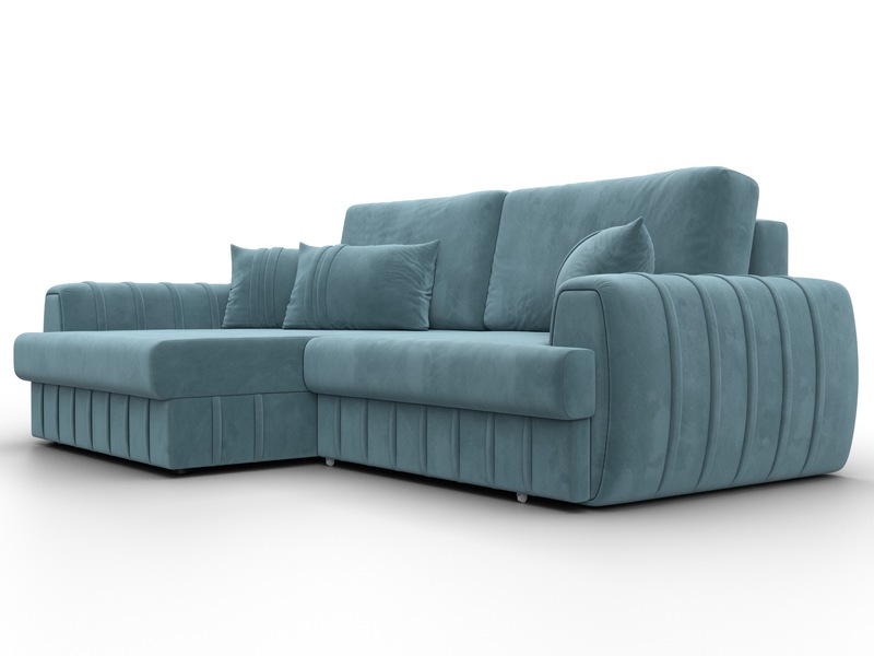 Диван угловой Лига-057 НПБ угол левый, Велюр, SEVEN 113 бирюзовый