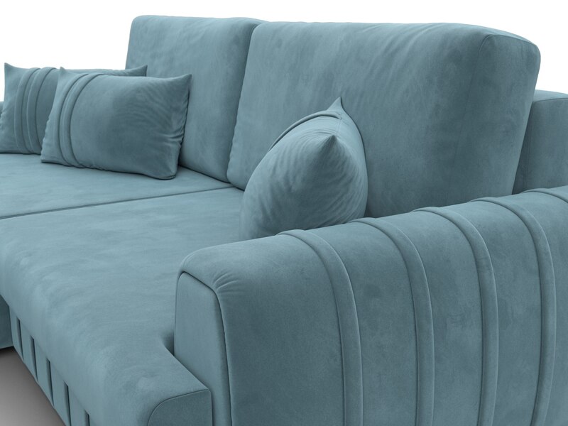 Диван угловой Лига-057 НПБ угол левый, Велюр, SEVEN 113 бирюзовый