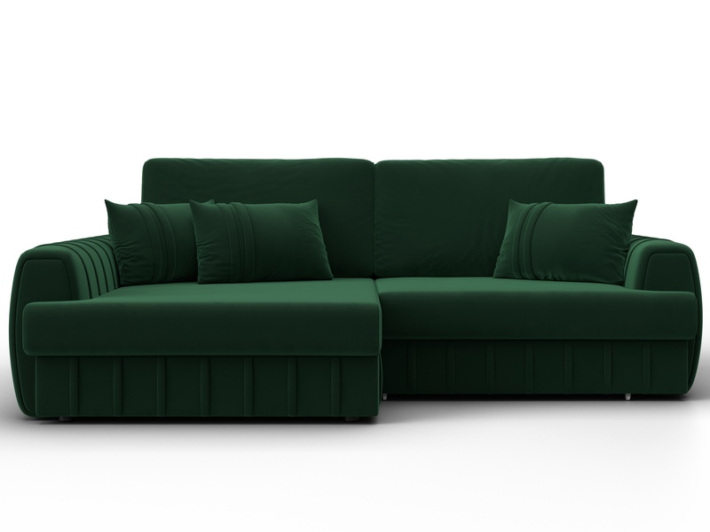 Диван угловой Лига-057 НПБ угол левый, Велюр, SEVEN 626 зеленый