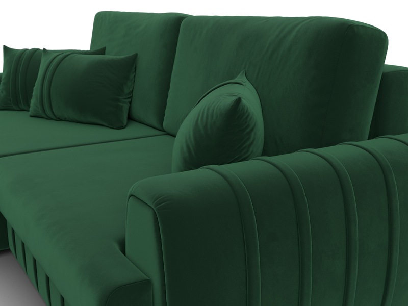 Диван угловой Лига-057 НПБ угол левый, Велюр, SEVEN 626 зеленый