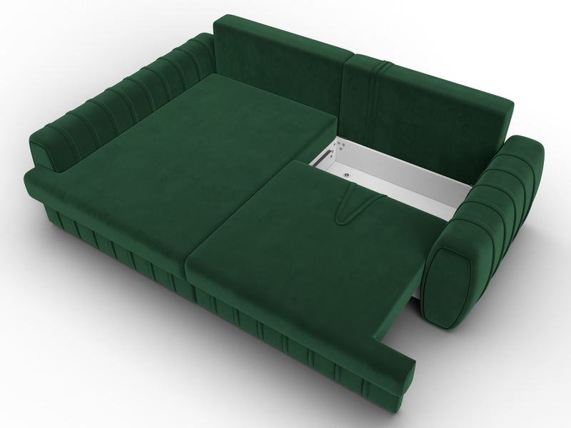 Диван угловой Лига-057 НПБ угол левый, Велюр, SEVEN 626 зеленый