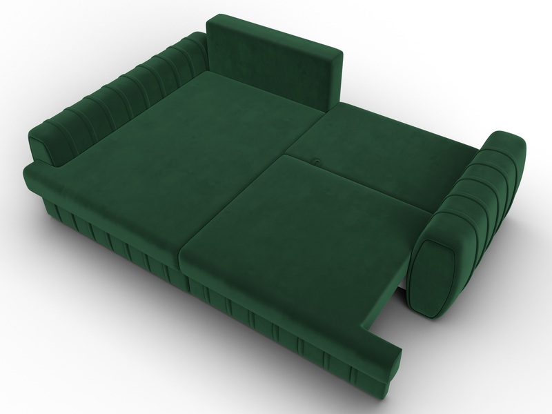 Диван угловой Лига-057 НПБ угол левый, Велюр, SEVEN 626 зеленый