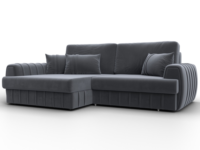 Диван угловой Лига-057 НПБ угол левый, Велюр, SEVEN 17 серый