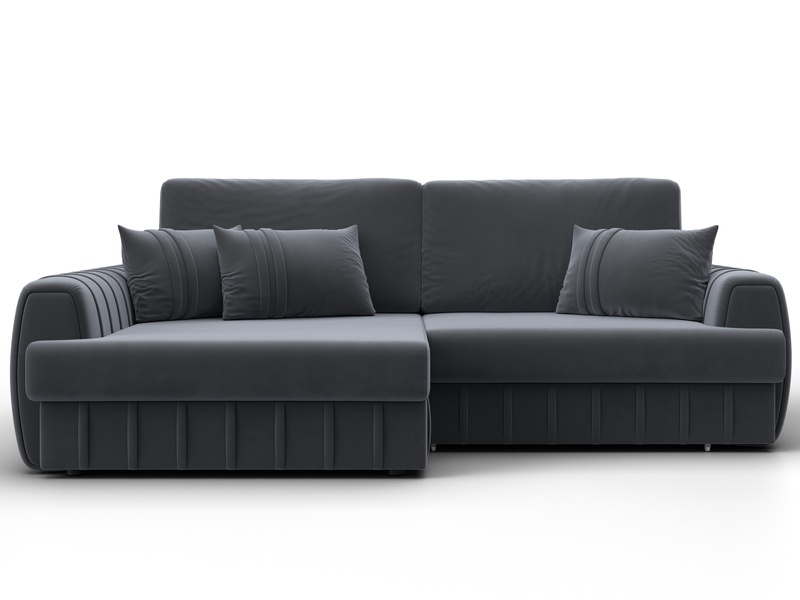 Диван угловой Лига-057 НПБ угол левый, Велюр, SEVEN 17 серый