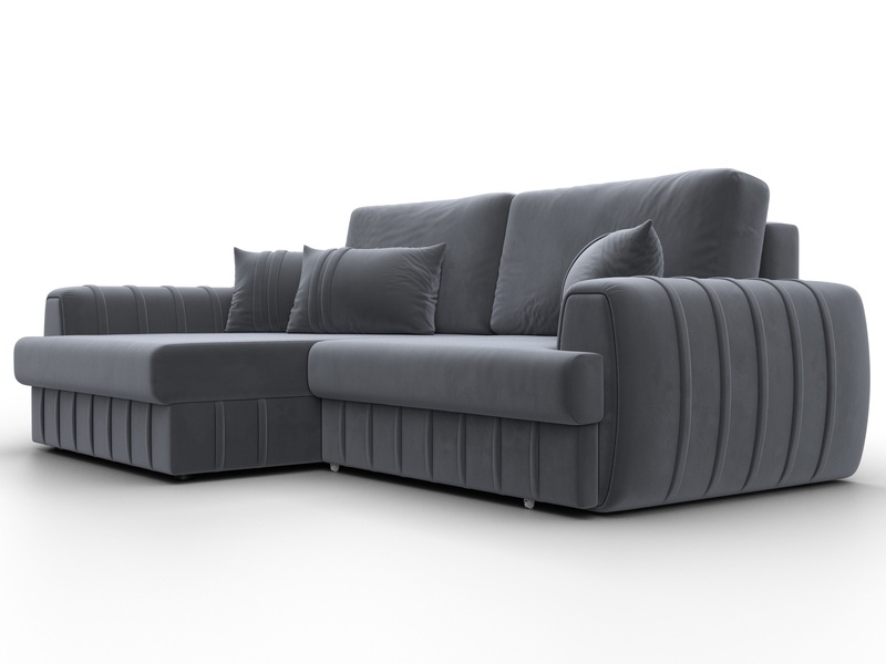 Диван угловой Лига-057 НПБ угол левый, Велюр, SEVEN 17 серый