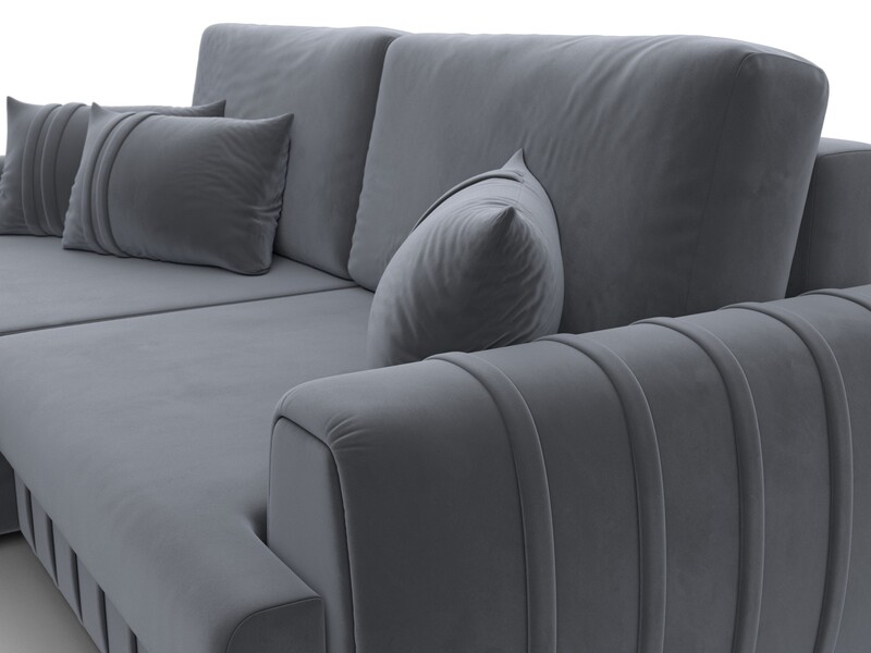 Диван угловой Лига-057 НПБ угол левый, Велюр, SEVEN 17 серый