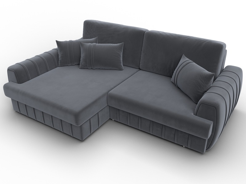 Диван угловой Лига-057 НПБ угол левый, Велюр, SEVEN 17 серый