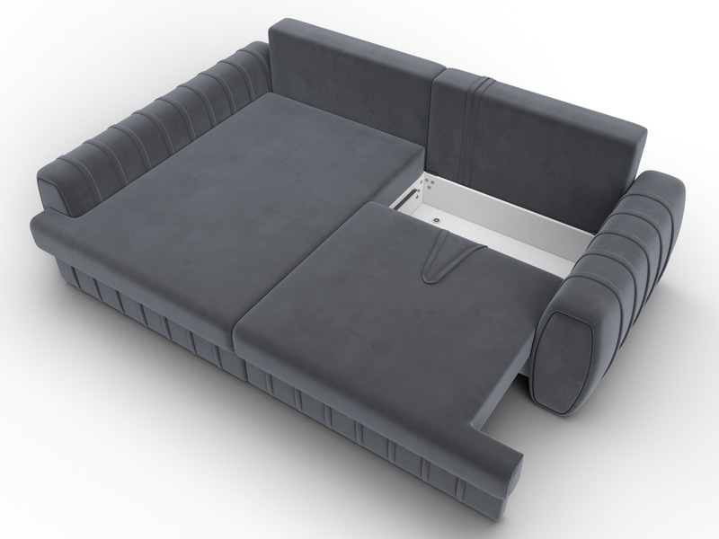 Диван угловой Лига-057 НПБ угол левый, Велюр, SEVEN 17 серый