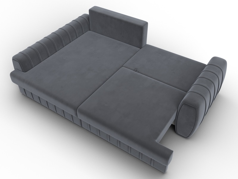 Диван угловой Лига-057 НПБ угол левый, Велюр, SEVEN 17 серый