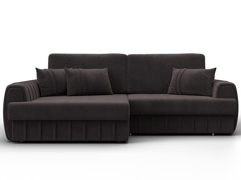 Диван угловой Лига-057 НПБ угол левый, Велюр, SEVEN 727 коричневый