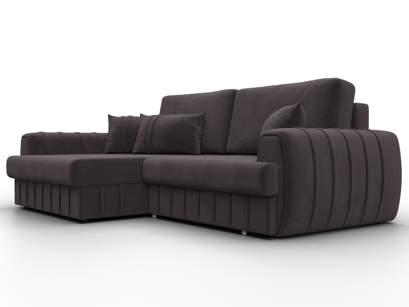 Диван угловой Лига-057 НПБ угол левый, Велюр, SEVEN 727 коричневый