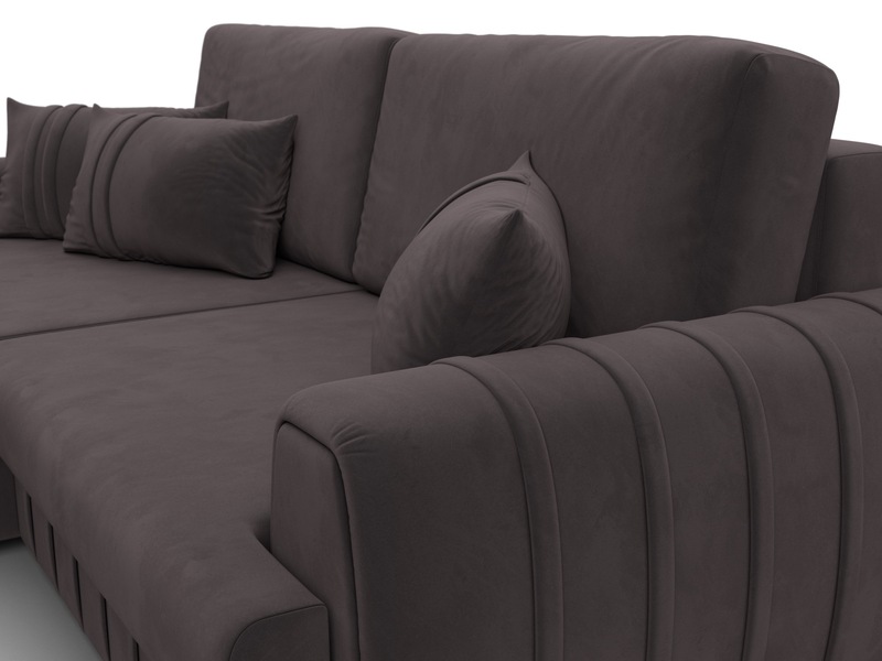 Диван угловой Лига-057 НПБ угол левый, Велюр, SEVEN 727 коричневый