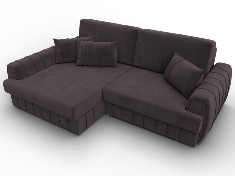 Диван угловой Лига-057 НПБ угол левый, Велюр, SEVEN 727 коричневый