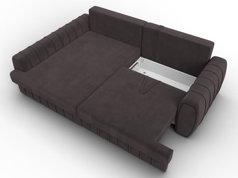 Диван угловой Лига-057 НПБ угол левый, Велюр, SEVEN 727 коричневый