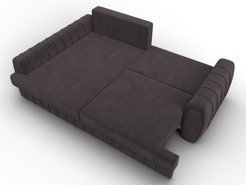 Диван угловой Лига-057 НПБ угол левый, Велюр, SEVEN 727 коричневый