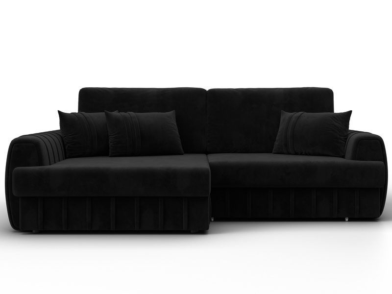 Диван угловой Лига-057 НПБ угол левый, Велюр, SEVEN 35 черный
