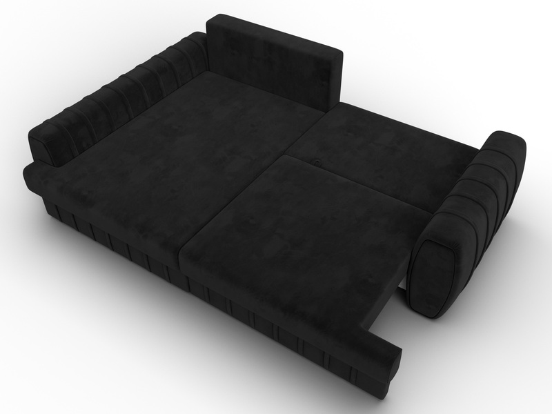 Диван угловой Лига-057 НПБ угол левый, Велюр, SEVEN 35 черный