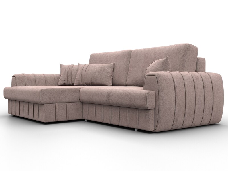 Диван угловой Лига-057 НПБ угол левый, Велюр, TOWER 05 бежевый