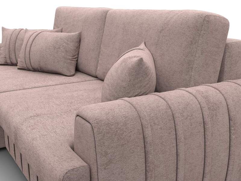 Диван угловой Лига-057 НПБ угол левый, Велюр, TOWER 05 бежевый