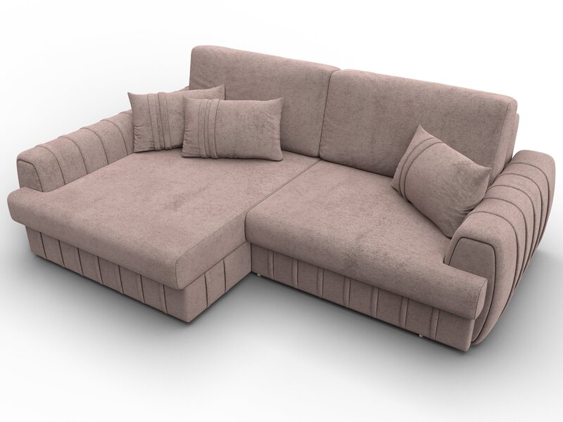 Диван угловой Лига-057 НПБ угол левый, Велюр, TOWER 05 бежевый