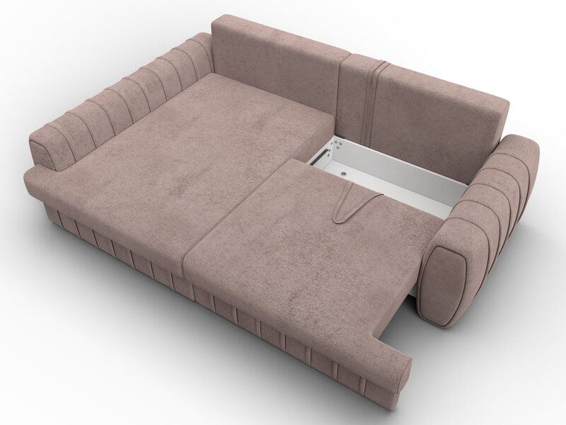 Диван угловой Лига-057 НПБ угол левый, Велюр, TOWER 05 бежевый