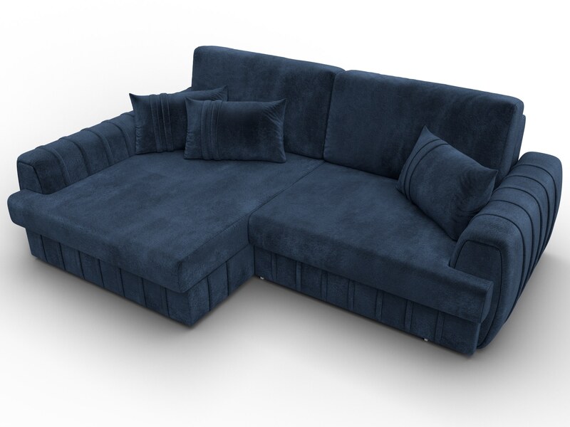 Диван угловой Лига-057 НПБ угол левый, Велюр, TOWER 13 синий