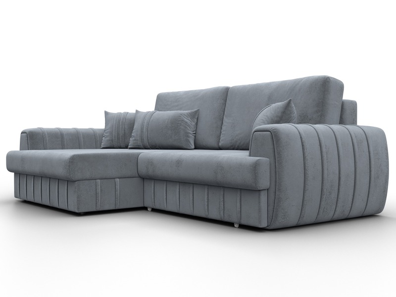 Диван угловой Лига-057 НПБ угол левый, Велюр, TOWER 10 серый