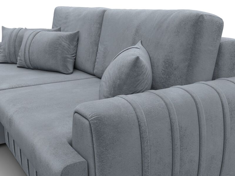 Диван угловой Лига-057 НПБ угол левый, Велюр, TOWER 10 серый